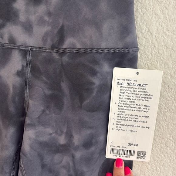 NWT Lululemon Align HR Crop 21” - Size 4 - Diamond Dye Pitch Grey Graphite Grey - Picture 4 of 6